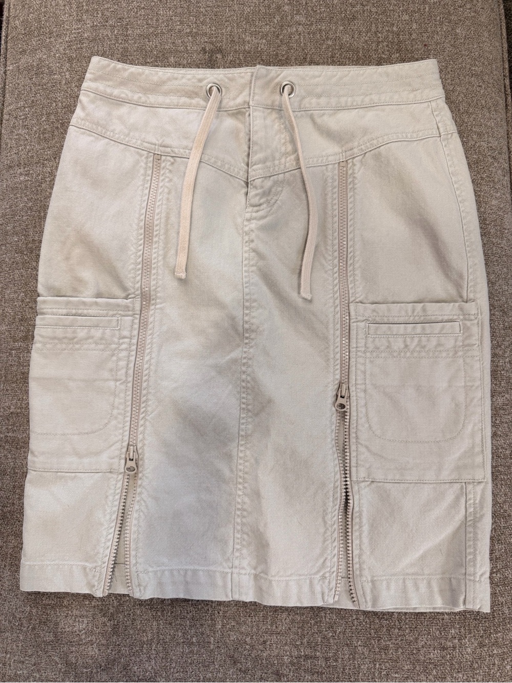 Armani Exchange Beige Drawstring Cargo Pencil Skirt